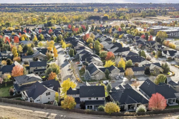 Southwest Boise Idaho residential neighborhood aerial view roofing